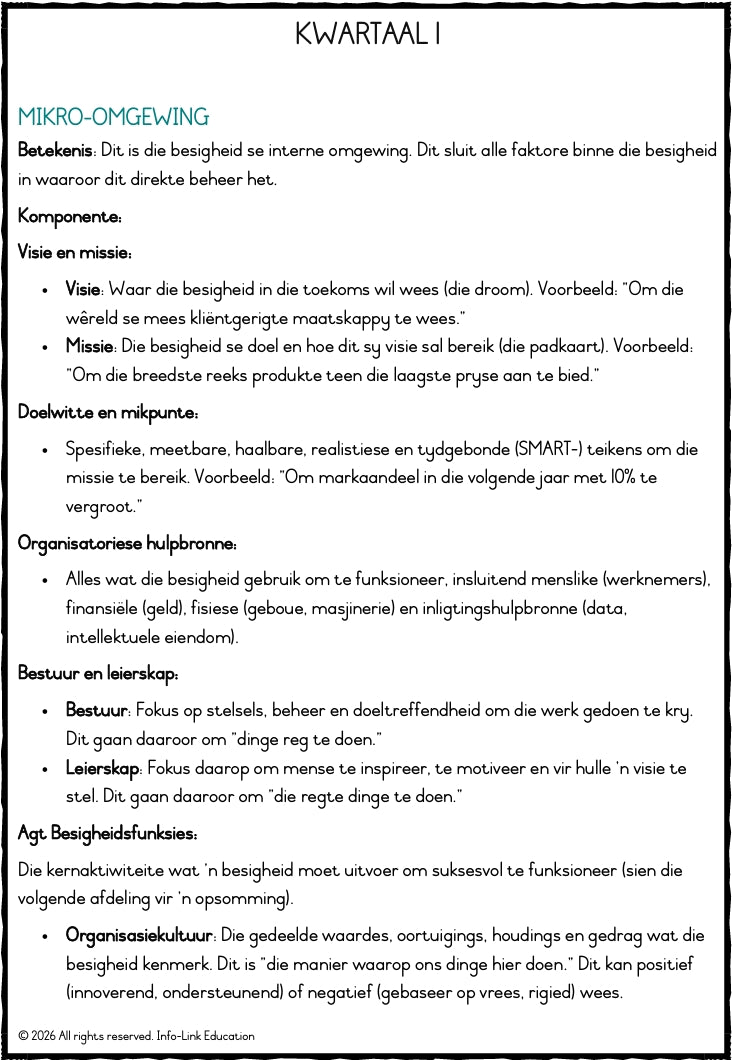 Graad 10 Besigheidstudies