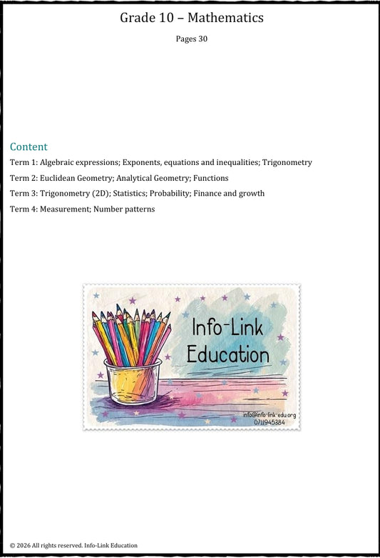 Grade 10 Maths & Maths Lit