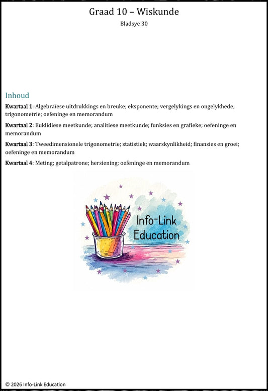 Graad 10 Wisk, Wisk Gelet of Tegniese Wiskunde