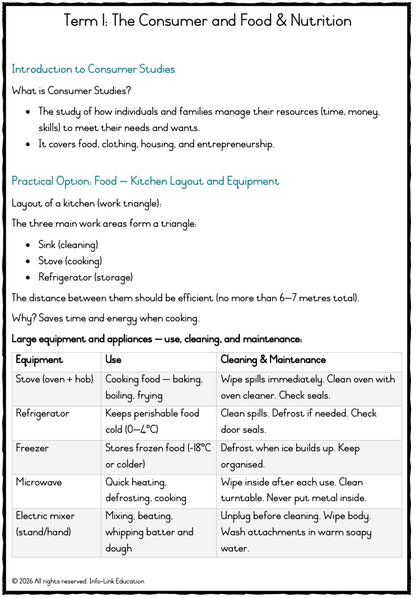 Grade 10 Consumer studies
