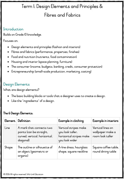 Grade 11 Consumer studies
