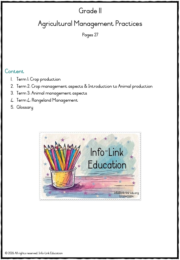 Grade 11 Agricultural Management Practices