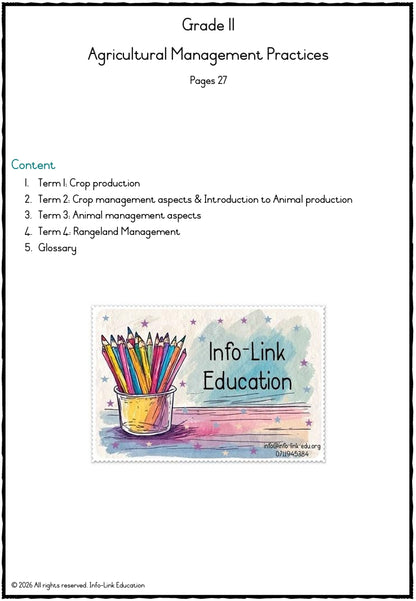 Grade 11 Agricultural Management Practices
