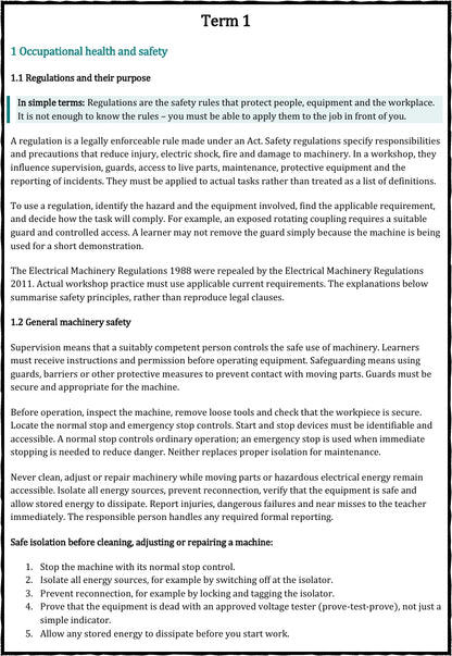 Grade 11 Electrical Technology (Power Systems)