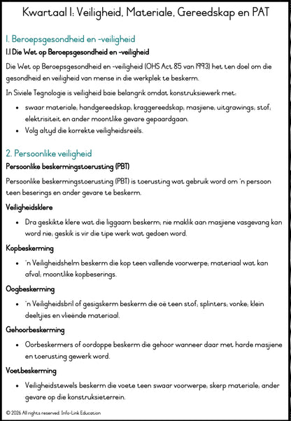 Graad 10 Siviele Tegnologie Konstruksie