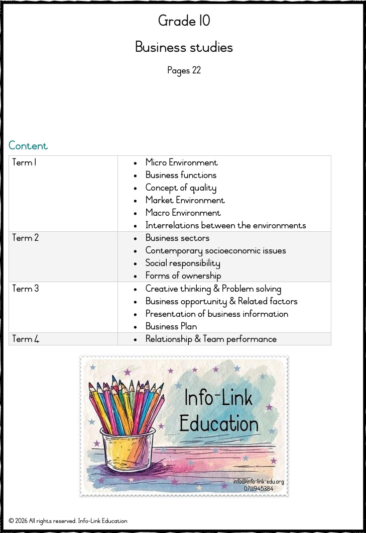 Grade 10 Business Studies