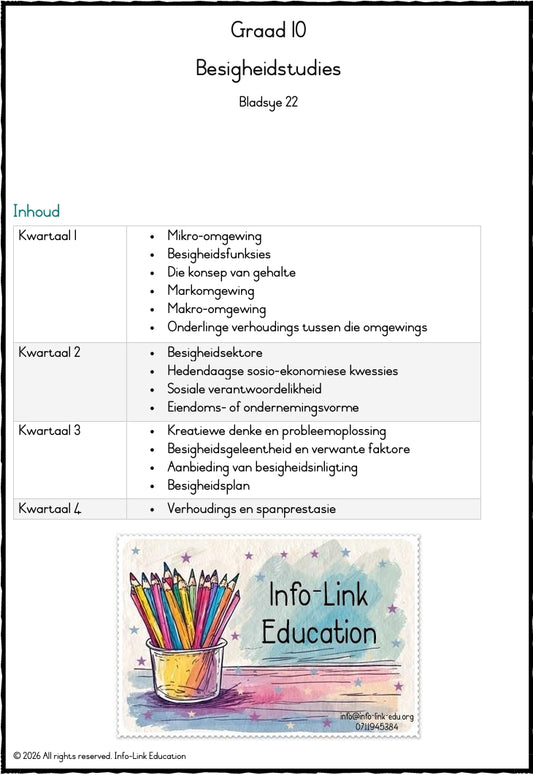 Graad 10 Besigheidstudies