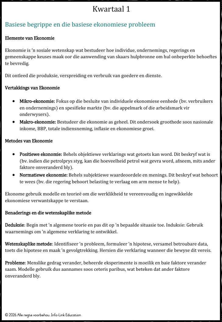 Graad 10 Ekonomie