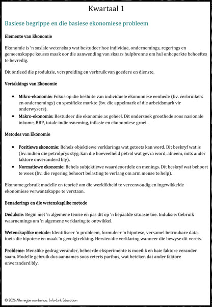 Graad 10 Ekonomie