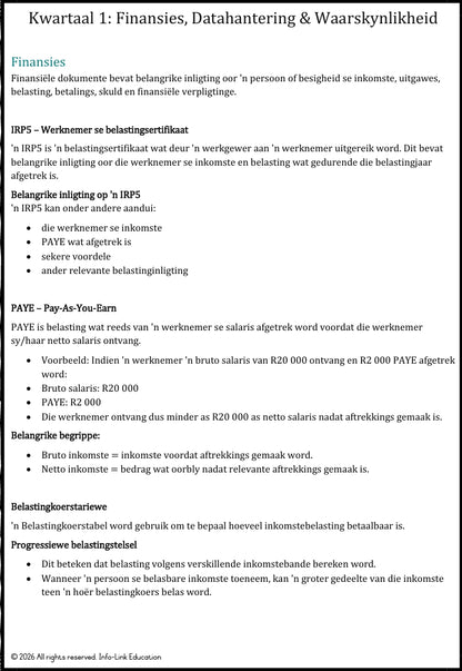 Graad 12 Wisk, Wisk Gelet of Teg Wisk