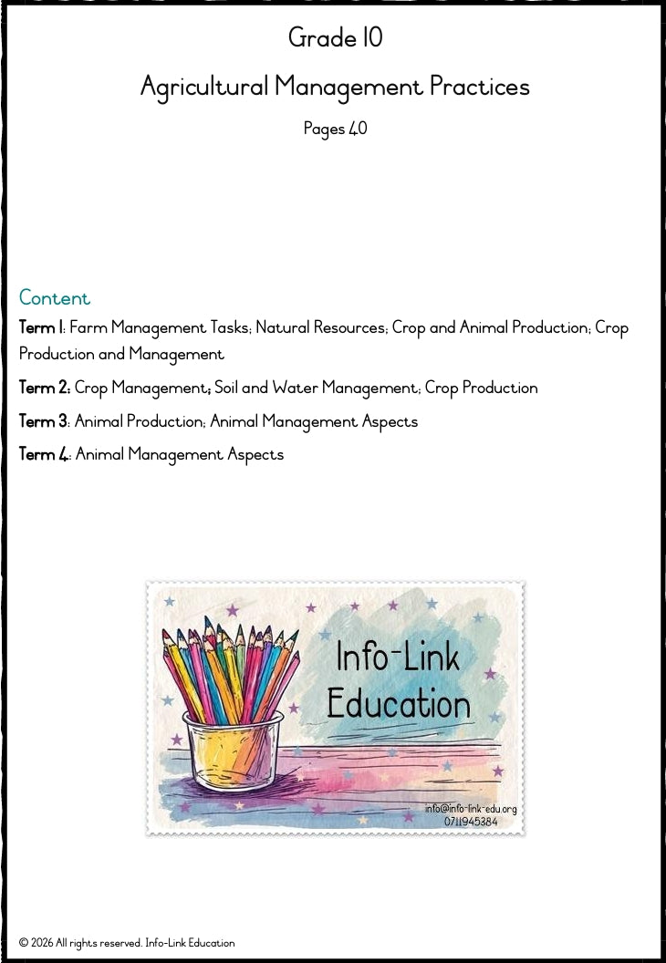 Grade 10 Agricultural Management Practices