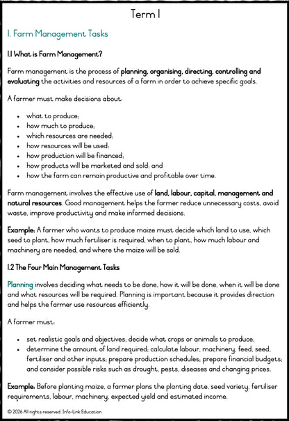 Grade 10 Agricultural Management Practices