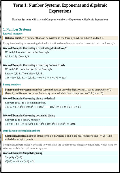 Grade 10 Technical Mathematics
