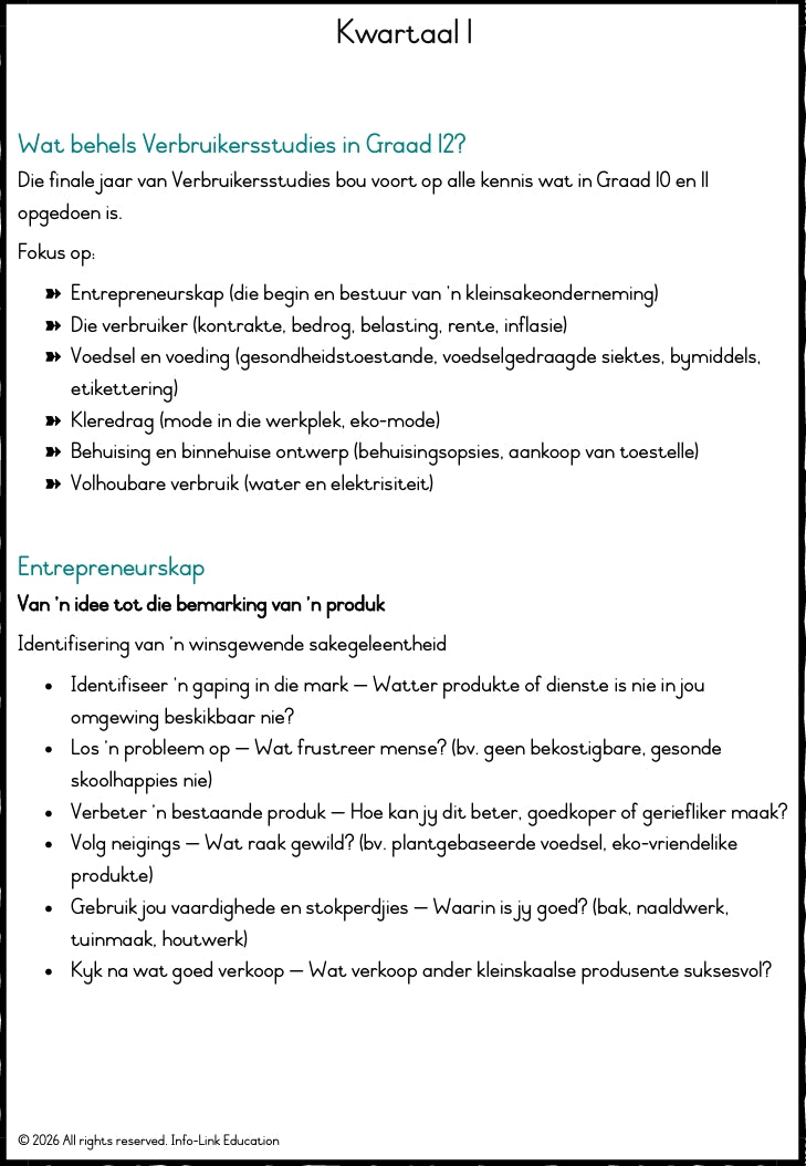 Graad 12 Verbruikerstudies
